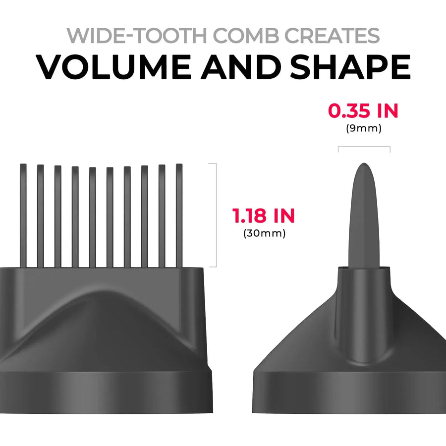 Wide-tooth brush TYMO AIRHYPE attachment, a dyson alternative hair dryer comb nozzle shown with detailed view.