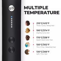 TYMO RING heated comb to straighten hair - 5 temps (130°C-210°C) with indicator lights for all hair types.