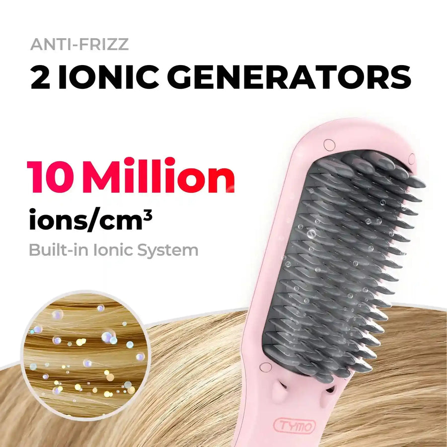 TYMO iONIC MINI PINK sleek straightening brush for daily styling — straightening brushes
