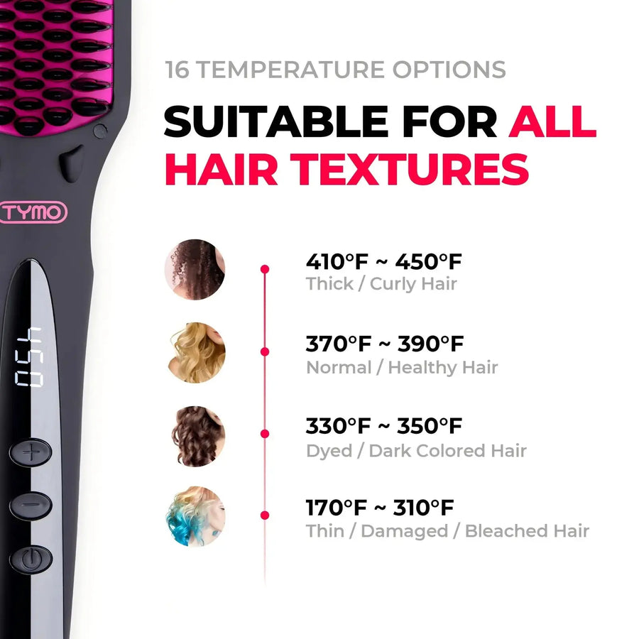 Straightening brush with heat — TYMO iONIC, 16 temperature options