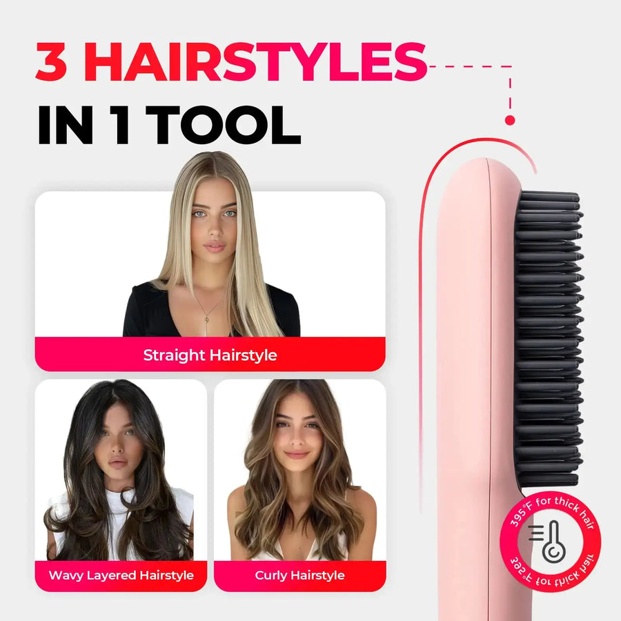3 hairstyles in 1 tool: TYMO iONIC MINI PINK straightener & curler.