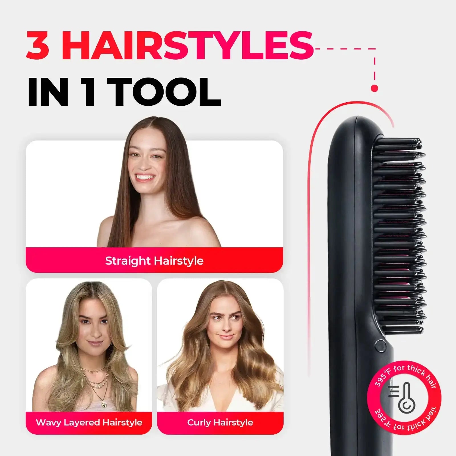 Create straight, wavy or curly looks with TYMO iONIC MINI best hair brush.