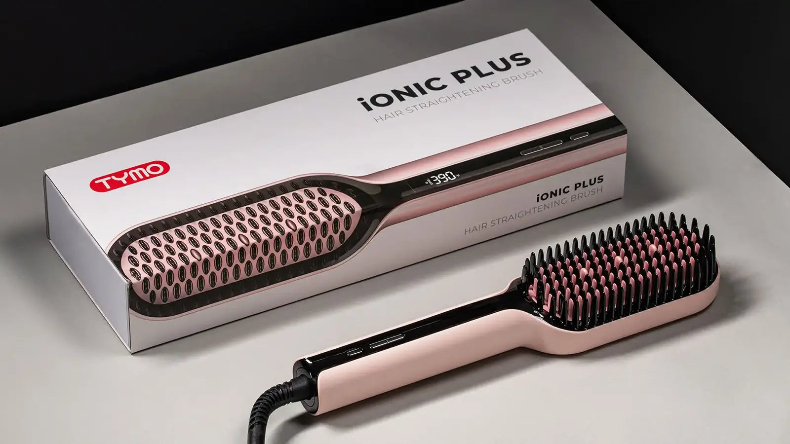 Complete packaging of TYMO iONIC PLUS PINK thermal ionic brush set.