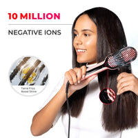 Sleek TYMO iONIC PLUS PINK brush that straightens hair with 30s heat‑up