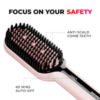 TYMO iONIC PLUS PINK best straightening brushes — safe anti‑scald comb teeth