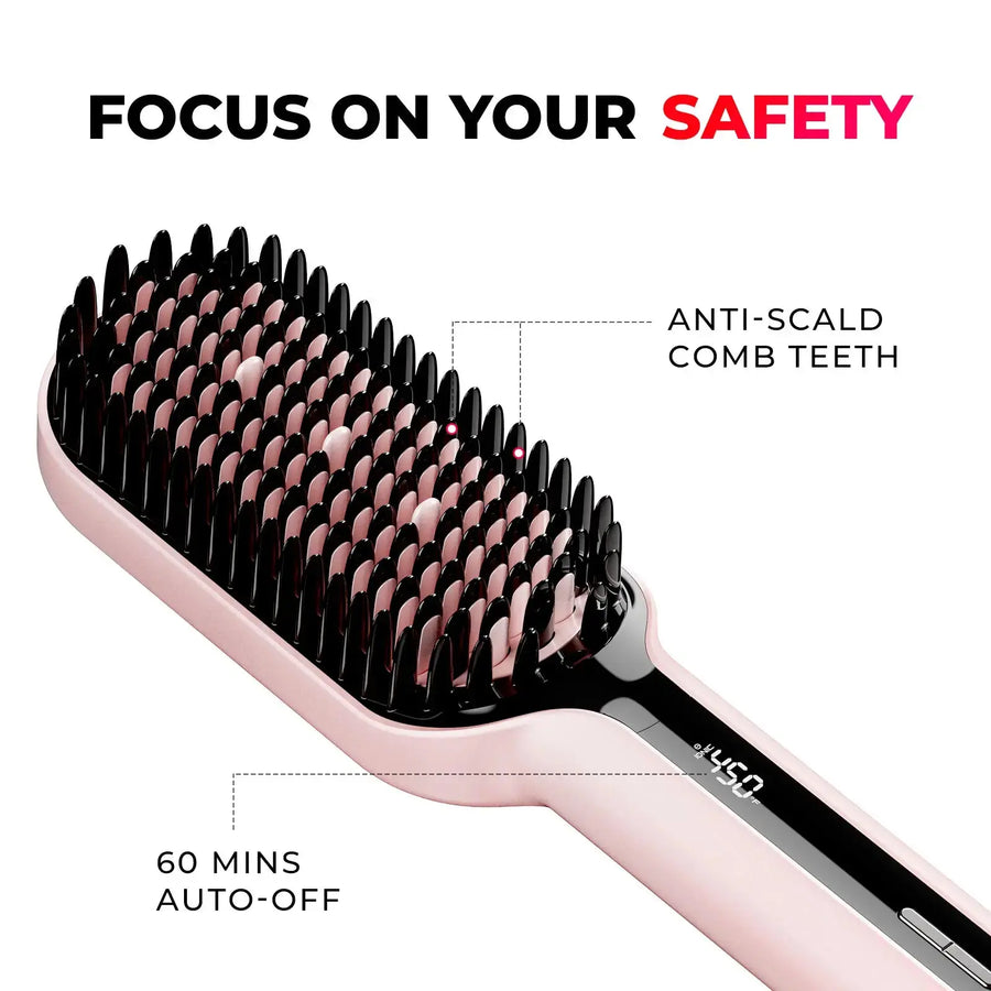 TYMO iONIC PLUS PINK best straightening brushes — safe anti‑scald comb teeth