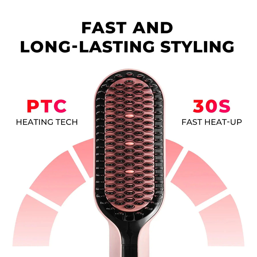 TYMO iONIC PLUS PINK straightening brush for black hair, travel dual‑voltage