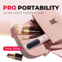TYMO PORTA PRO PINK, with its ultra light compact size, fits easily into a purse, highlighting its portability.
