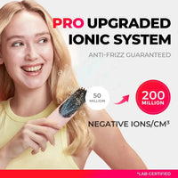 TYMO PORTA PRO PINK electric hair brush with an upgraded negative ionic system, effectively tames frizzy hair.