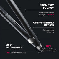 TYMO SWAY NOIR premium black best flat iron with 360° swivel cord