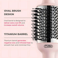TYMO VOLUMIZER PINK best blowout hair dryer features oval brush design for root lift.