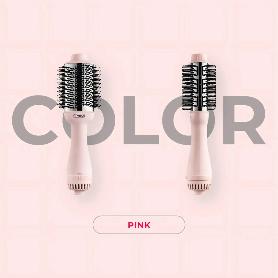 Front and side view of TYMO VOLUMIZER PINK one step hair dryer and styler design.
