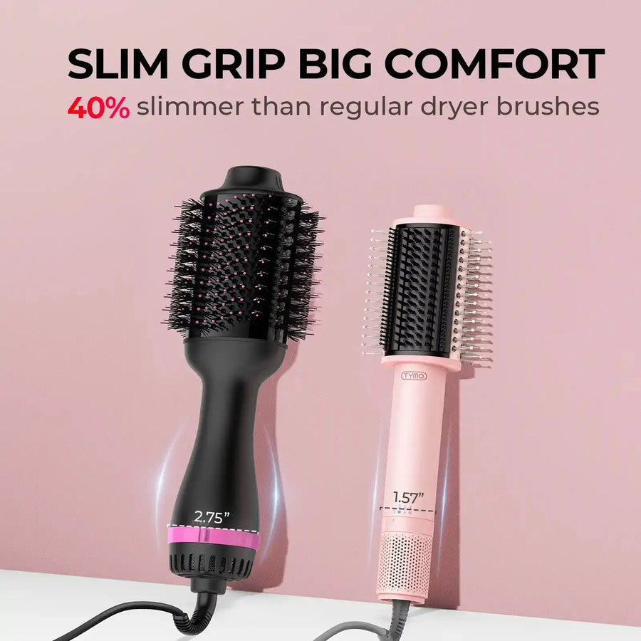 TYMO AIRBEAM's slim hair dryer brush blow dryer for comfortable use.