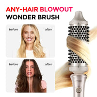 Before-and-after smoothing using TYMO STYLUX hair straightening brush with ceramic