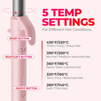 TYMO ROTA PINK 1 inch ionic curler offers 5 temperature settings suitable for all hair types.