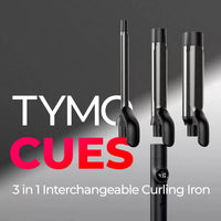 Style with versatility using the TYMO CUES 3-in-1 interchangeable curling iron, offering three barrel sizes and a compact design.