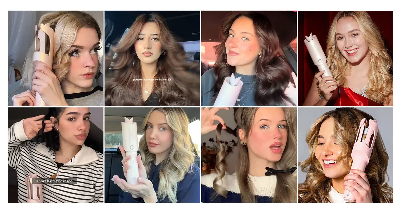 User creating beautiful curls with TYMO CURLPRO auto curler for all hair types.
