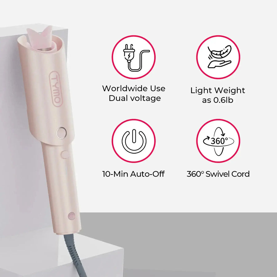 Hair wand for short hair — TYMO CURLPRO PINK compact automatic curler