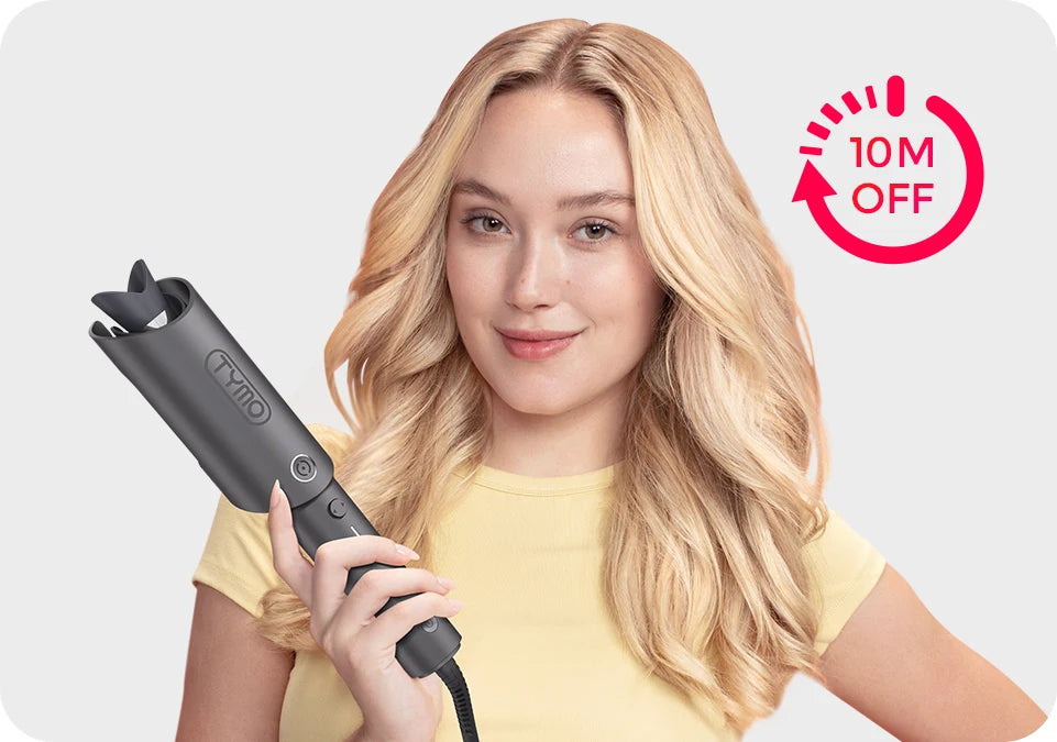 TYMO CURLPRO 1 inch curling wand includes 10-minute auto shut-off safety.