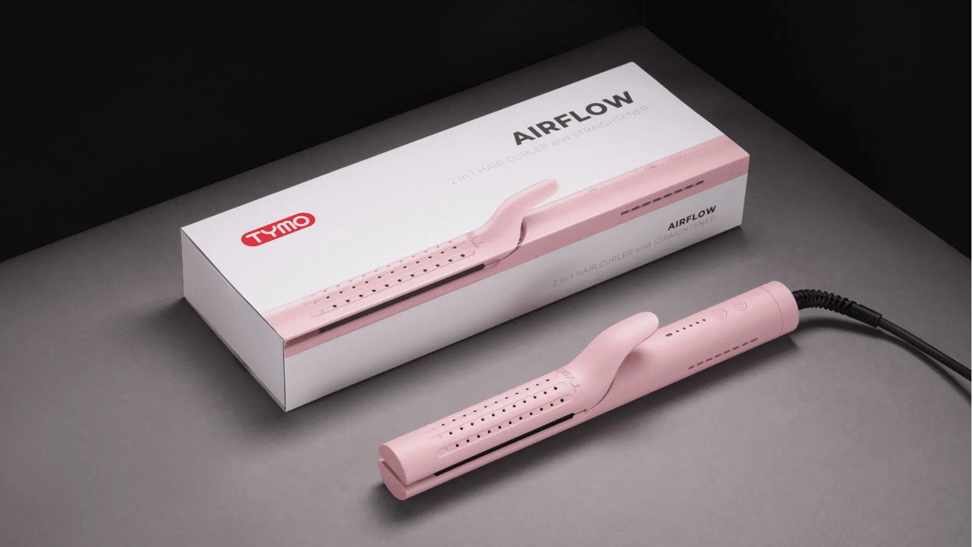 Complete TYMO AIRFLOW PINK anti-frizz hair straightener set includes all essential accessories