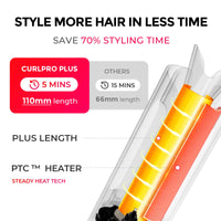 TYMO CURLPRO PLUS PINK creates beach curls long hair with extended barrel.