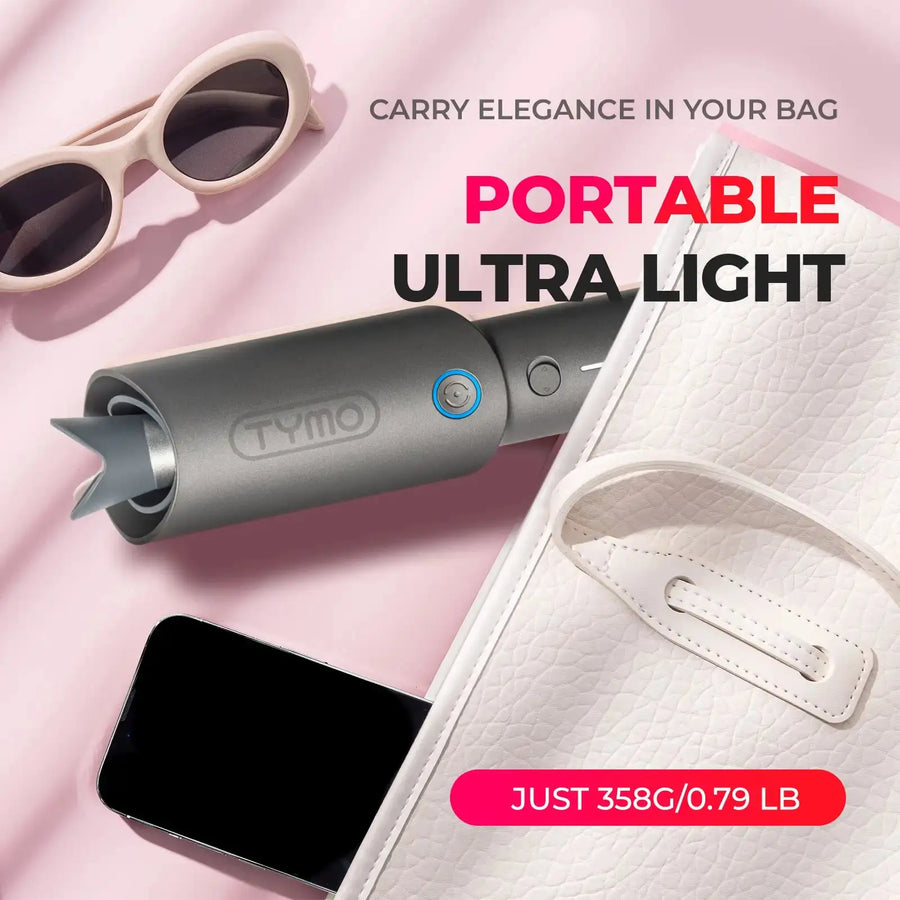 TYMO CLAMGO GREY cordless curling for effortless portable styling