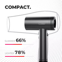 Compact TYMO AIRHYPE, a dyson alternative hair dryer that’s 66% slimmer and 78% lighter in design.