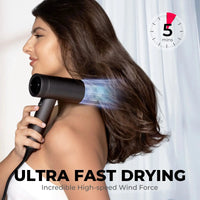 Woman using TYMO AIRHYPE, a dyson alternative hair dryer with comb nozzle for quick and smooth styling.