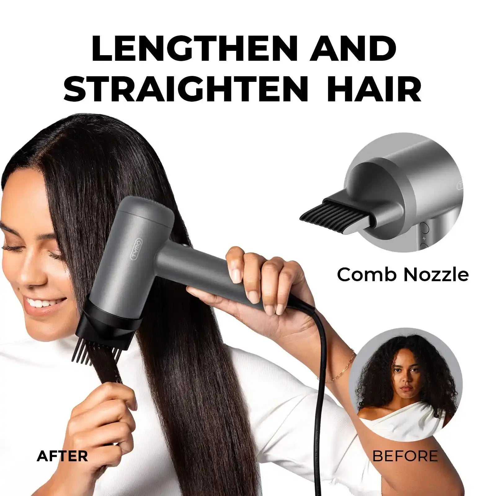 Fast, quiet drying with AIRHYPE LITE, a dyson alternative hair dryer and one of TYMO’s best models.