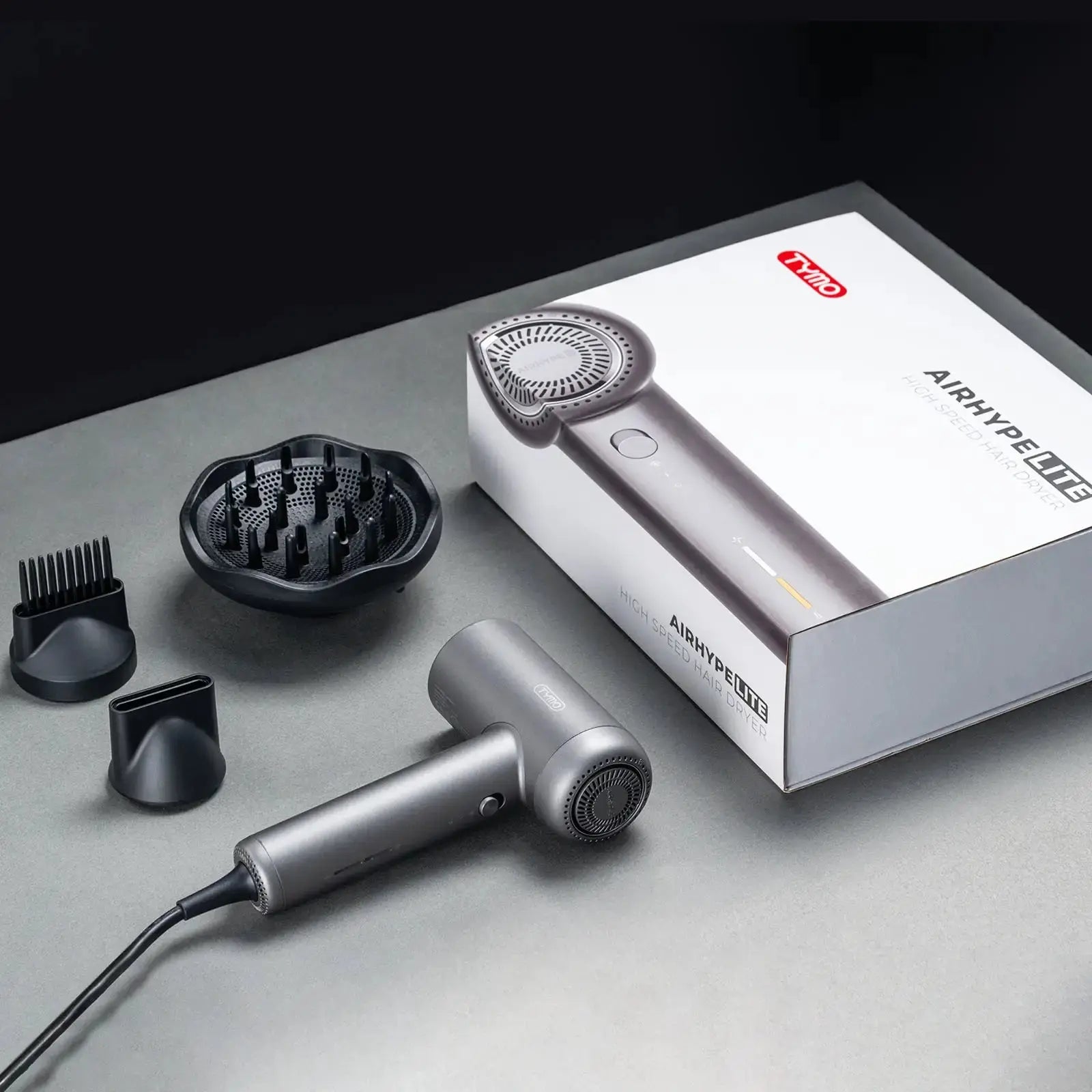 Hair dryer with comb accessory for easy straightening — AIRHYPE LITE from TYMO, a dyson alternative hair dryer.