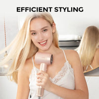 Woman styling with TYMO AIRHYPE COMPACT, a dyson alternative hair dryer featuring cool air dual styler for a smooth finish.
