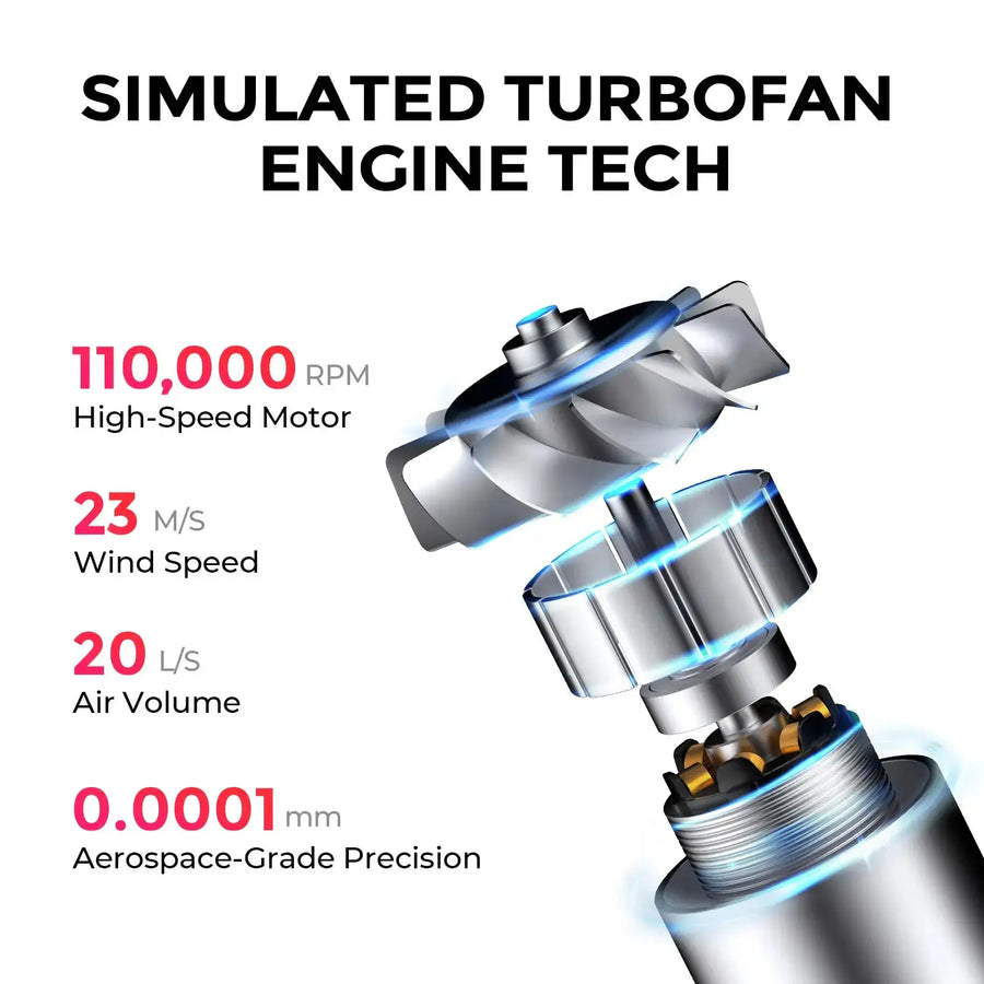 Sleek TYMO AIRHYPE COMPACT, a dyson alternative hair dryer with simulated turbofan engine tech.