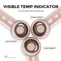 Close-up temperature LED on TYMO AIRHYPE COMPACT, a dyson alternative hair dryer and one of the best hair dryers.