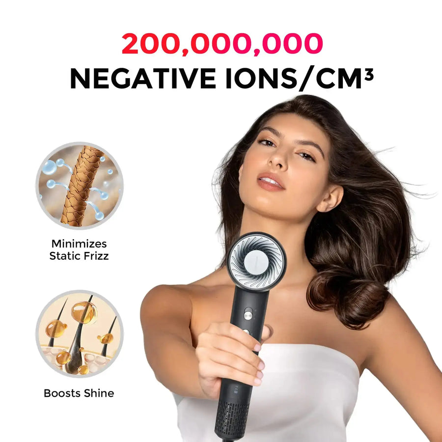 Model AIRHYPE COMPACT GREY by TYMO, a dyson alternative hair dryer with negative ions boosting shine.