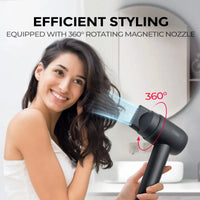 TYMO AIRHYPE COMPACT GREY hair dryer curler, a dyson alternative hair dryer with 360° magnetic nozzle for efficient styling.