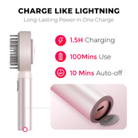 Lightning charge provides 100mins use for TYMO TRITHERA red light hair brush.
