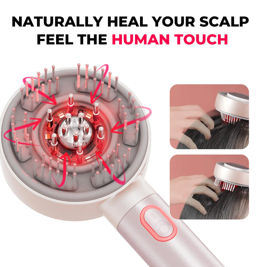 Experience natural healing with TYMO TRITHERA red light scalp massager human-like touch.