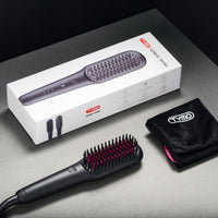 
                  
                    Complete packaging of TYMO iONIC MINI includes a hair straightening brush and a travel bag.
                  
                