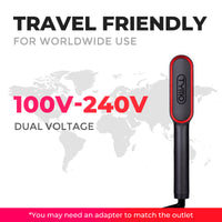 
                  
                    Portable TYMO RING PLUS hair straightener with dual voltage, ideal for worldwide use, 100V-240V compatibility.
                  
                