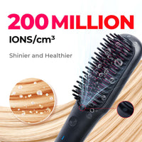 
                  
                    TYMO iONIC MINI travel hair brush emitting 200 million ions/cm³ for shinier, healthier hair.
                  
                