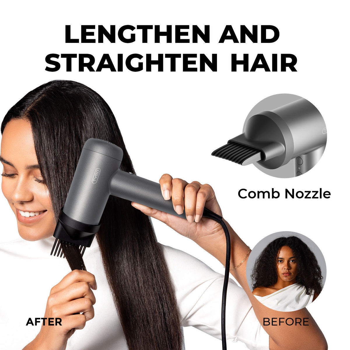 TYMO AIRHYPE LITE SILVER 3 Nozzles | Professional Blow Dryer - TYMO Beauty