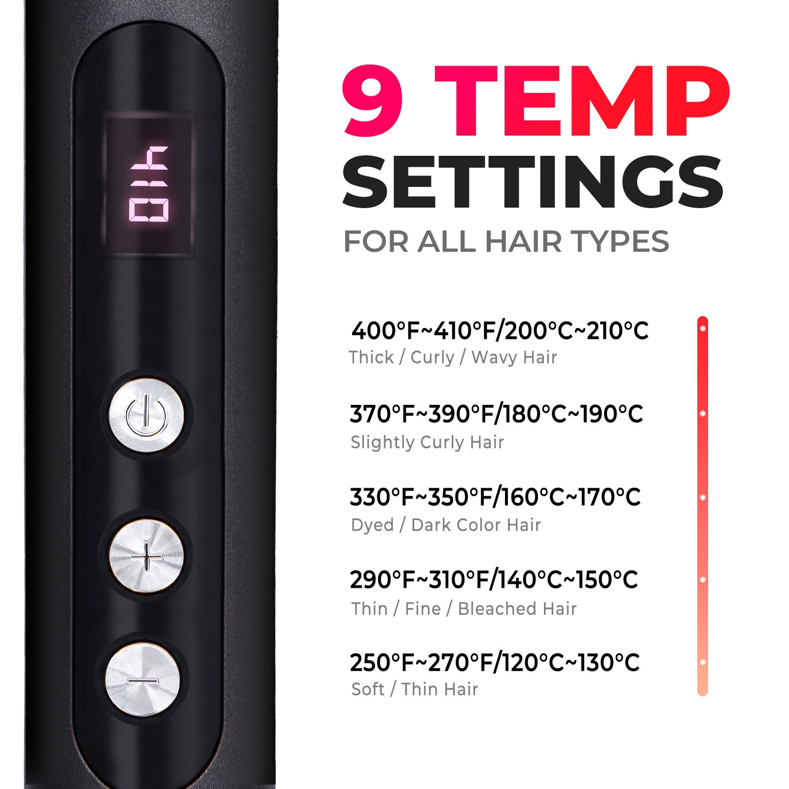 TYMO RING PLUS Negative Ion Hair Straightener with 9 Temp Settigns