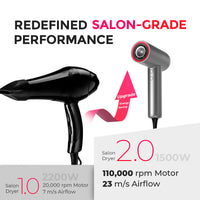 
                  
                    TYMO AIRHYPE LITE SILVER blow dryer featuring upgraded motor and wind speed for salon-grade performance.
                  
                