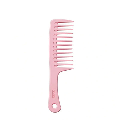 TYMO LooseWave Comb wide tooth detangling comb in pastel pink with ergonomic handle and hanging hole