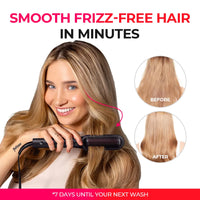 Before/after: TYMO FLIPRO straight comb tames frizz in minutes.