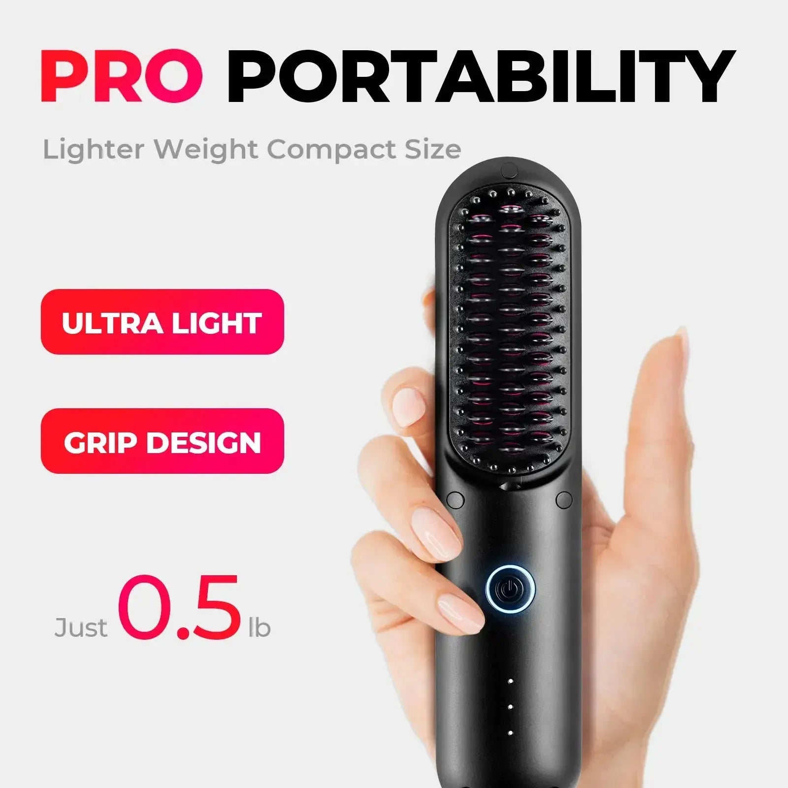 TYMO PORTA PRO hair styler with an ultra-light and compact grip design, ideal for on-the-go styling.