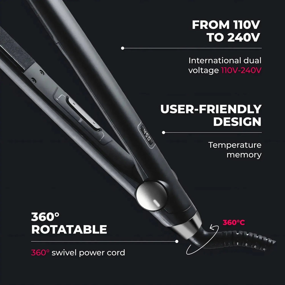 TYMO Sway Noir Flat Iron Hair Straightener and Curler 2 in 1 1 inch Professional Titanium Straightening Curling Iron with Nano Titanium Plates