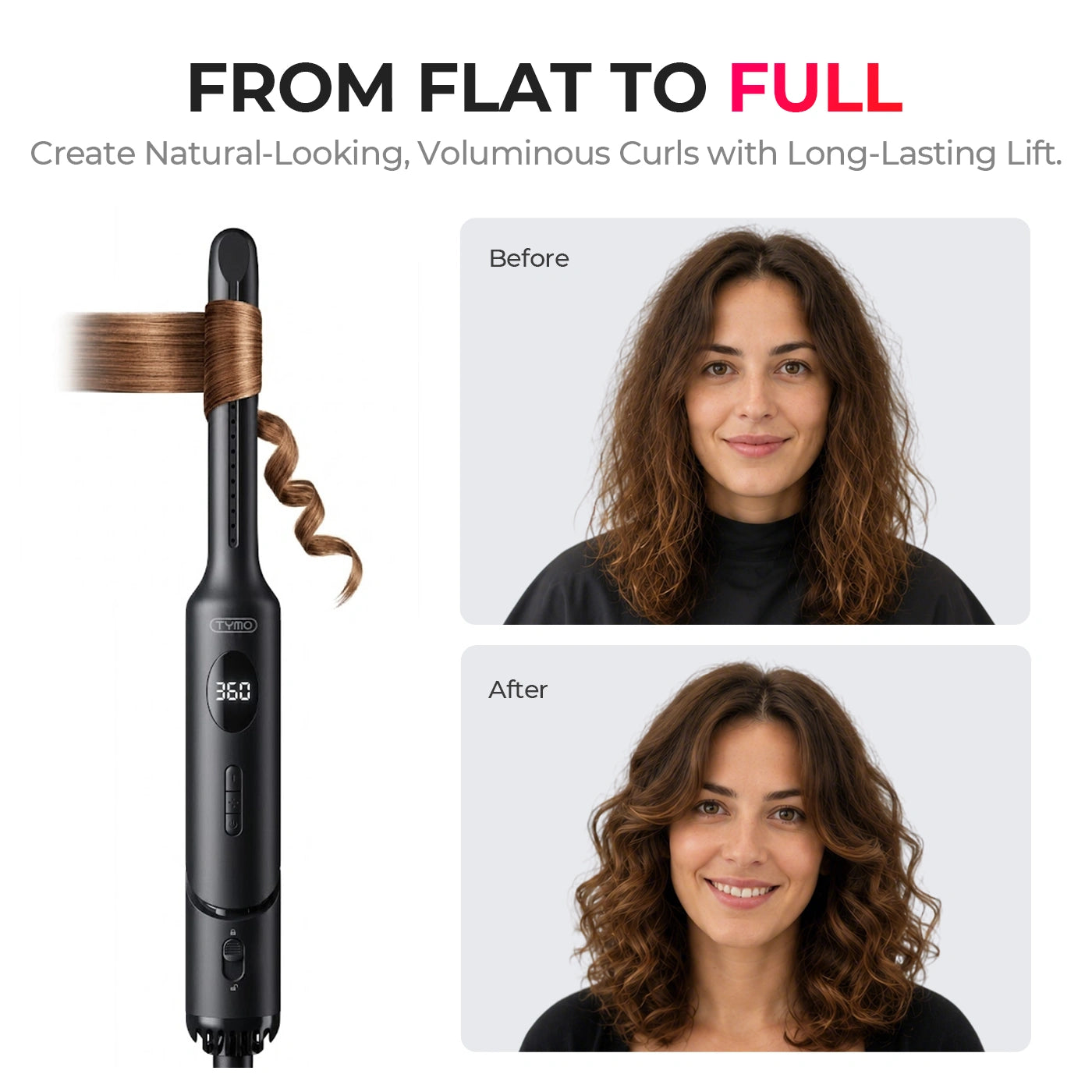 Hair before after: achieve bouncy full curls with TYMO air flat iron