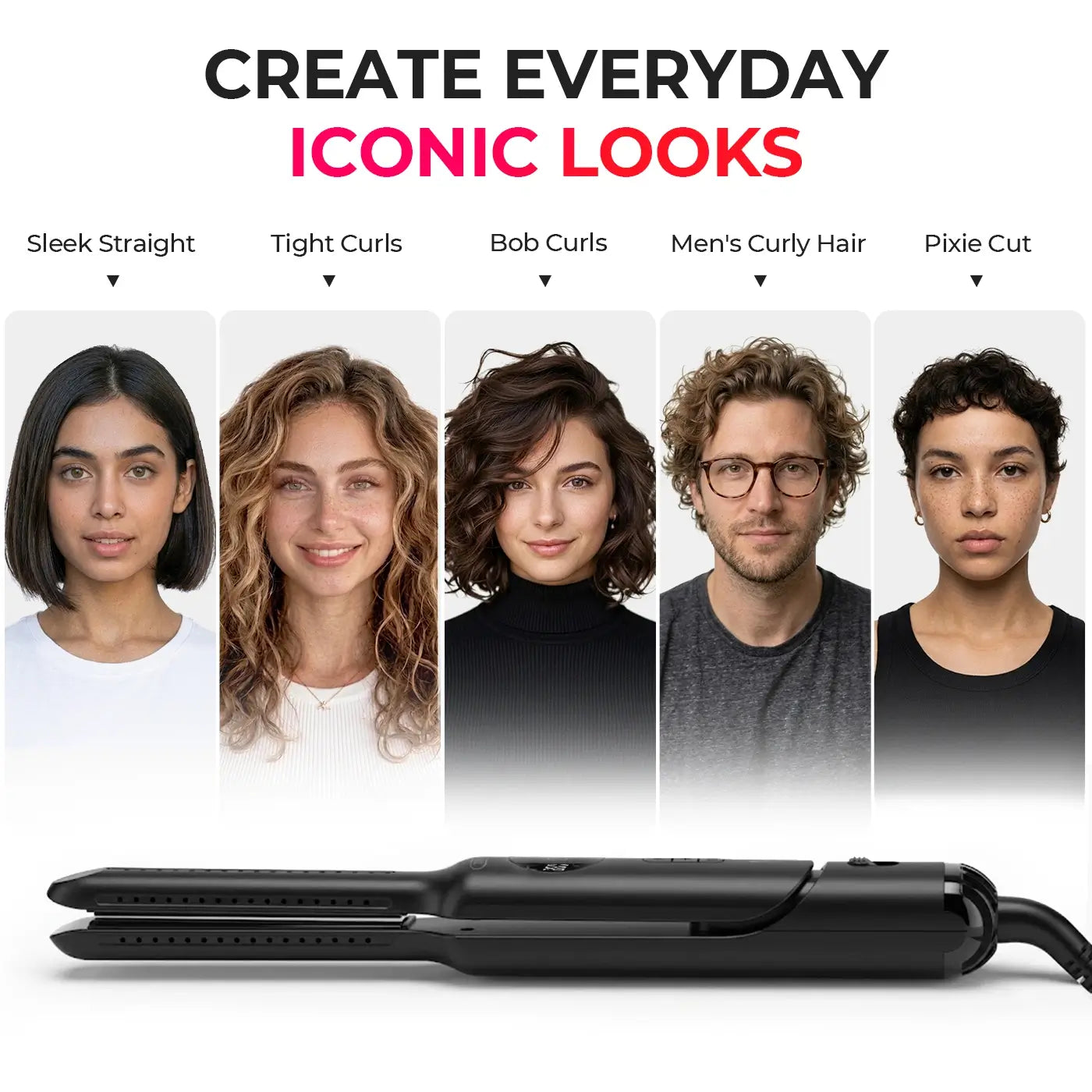 Multi hairstyle possibilities with TYMO airflow hair styler for men & women