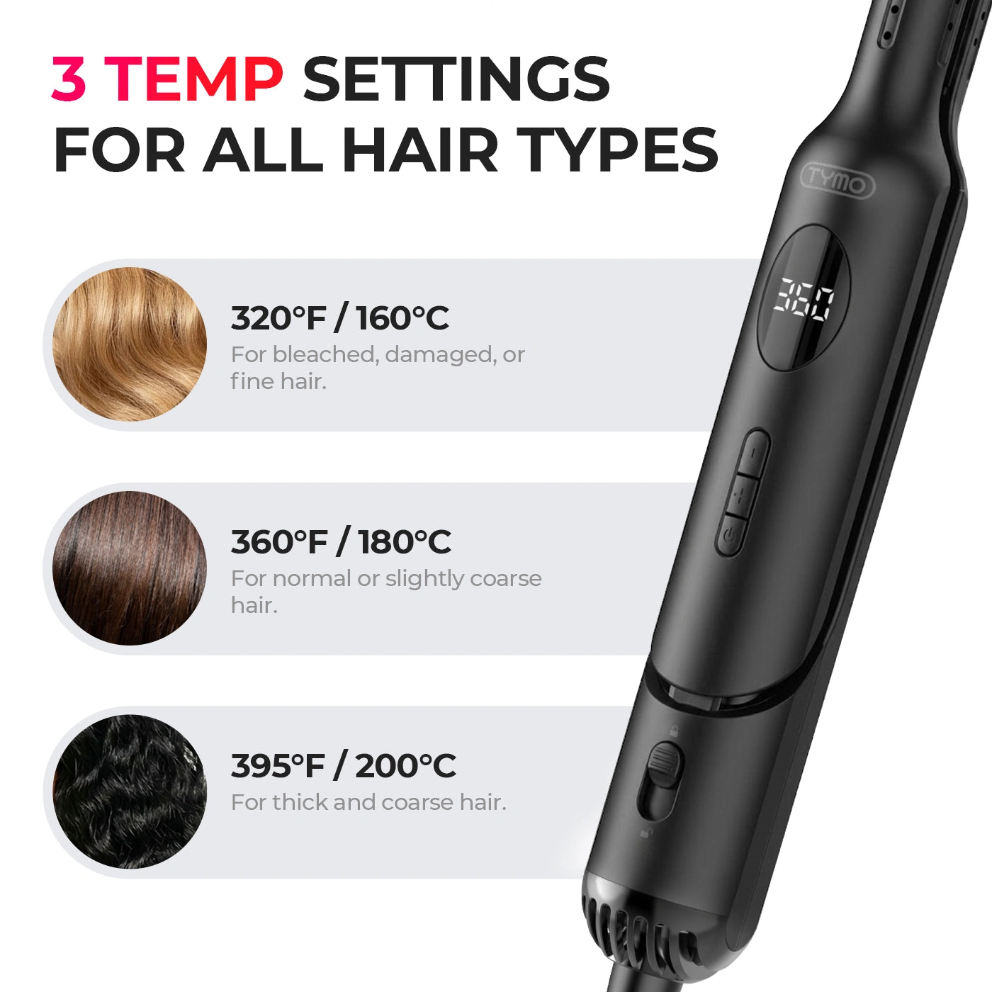 Multi heat modes airflow straightener fit all hair types
